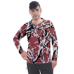 Vibrant Abstract Textured Artwork Print Men s Pique Long Sleeve Tee