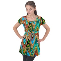 Icecreams2 Puff Sleeve Tunic Top by PollyParadise