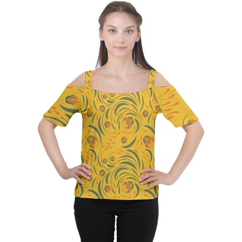 Folk Floral Pattern  Abstract Flowers Surface Design  Seamless Pattern Cutout Shoulder Tee by Eskimos