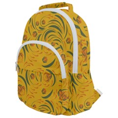 Folk Floral Pattern  Abstract Flowers Surface Design  Seamless Pattern Rounded Multi Pocket Backpack by Eskimos