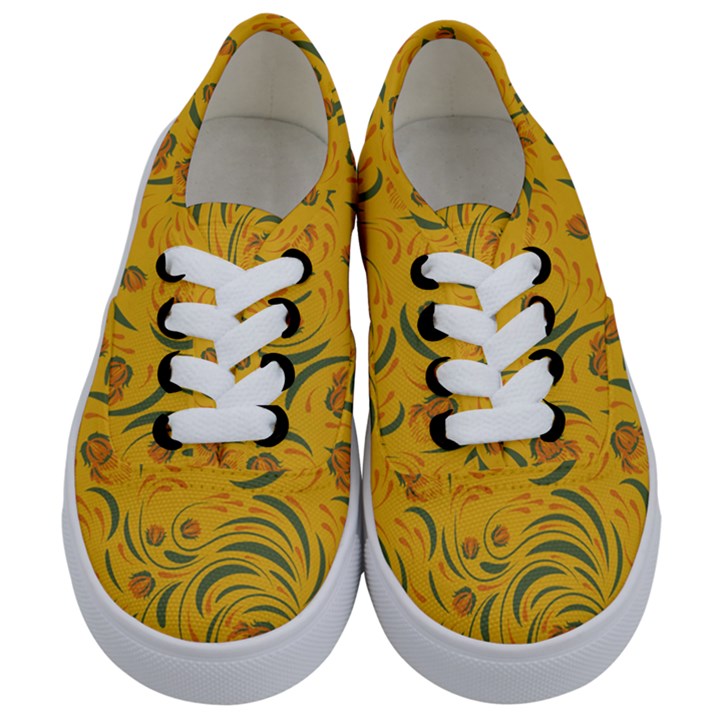 Folk floral pattern. Abstract flowers surface design. Seamless pattern Kids  Classic Low Top Sneakers