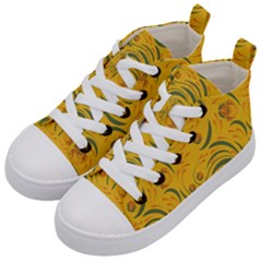 Folk Floral Pattern  Abstract Flowers Surface Design  Seamless Pattern Kids  Mid-top Canvas Sneakers by Eskimos