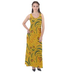 Folk Floral Pattern  Abstract Flowers Surface Design  Seamless Pattern Sleeveless Velour Maxi Dress by Eskimos