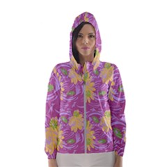 Folk Floral Pattern  Abstract Flowers Surface Design  Seamless Pattern Women s Hooded Windbreaker by Eskimos