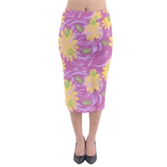 Folk Floral Pattern  Abstract Flowers Surface Design  Seamless Pattern Midi Pencil Skirt by Eskimos