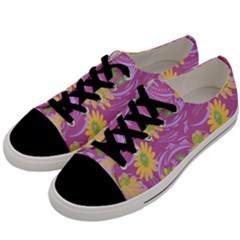 Folk Floral Pattern  Abstract Flowers Surface Design  Seamless Pattern Men s Low Top Canvas Sneakers by Eskimos