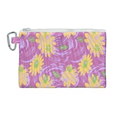 Folk Floral Pattern  Abstract Flowers Surface Design  Seamless Pattern Canvas Cosmetic Bag (large) by Eskimos