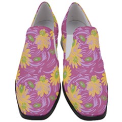 Folk Floral Pattern  Abstract Flowers Surface Design  Seamless Pattern Women Slip On Heel Loafers by Eskimos