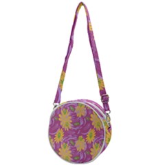 Folk Floral Pattern  Abstract Flowers Surface Design  Seamless Pattern Crossbody Circle Bag by Eskimos