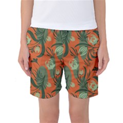 Folk Floral Pattern  Abstract Flowers Surface Design  Seamless Pattern Women s Basketball Shorts