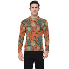 Folk Floral Pattern  Abstract Flowers Surface Design  Seamless Pattern Men s Long Sleeve Rash Guard