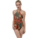 Folk floral pattern. Abstract flowers surface design. Seamless pattern Go with the Flow One Piece Swimsuit View1