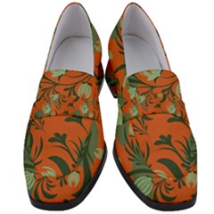 Folk Floral Pattern  Abstract Flowers Surface Design  Seamless Pattern Women s Chunky Heel Loafers by Eskimos