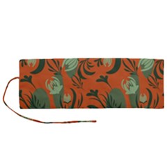 Folk Floral Pattern  Abstract Flowers Surface Design  Seamless Pattern Roll Up Canvas Pencil Holder (m) by Eskimos