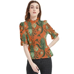 Folk Floral Pattern  Abstract Flowers Surface Design  Seamless Pattern Frill Neck Blouse