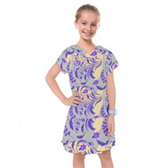 Folk Floral Pattern  Abstract Flowers Surface Design  Seamless Pattern Kids  Drop Waist Dress by Eskimos