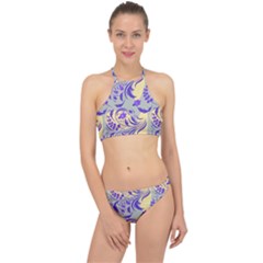 Folk Floral Pattern  Abstract Flowers Surface Design  Seamless Pattern Racer Front Bikini Set by Eskimos