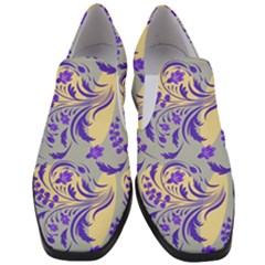 Folk Floral Pattern  Abstract Flowers Surface Design  Seamless Pattern Women Slip On Heel Loafers by Eskimos