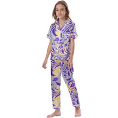 Folk Floral Pattern  Abstract Flowers Surface Design  Seamless Pattern Kids  Satin Short Sleeve Pajamas Set