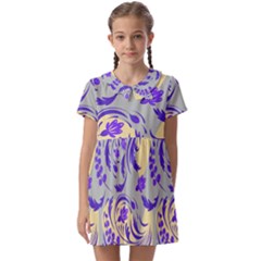 Folk Floral Pattern  Abstract Flowers Surface Design  Seamless Pattern Kids  Asymmetric Collar Dress