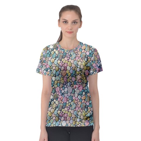 Multicolored Watercolor Stones Women s Sport Mesh Tee by SychEva