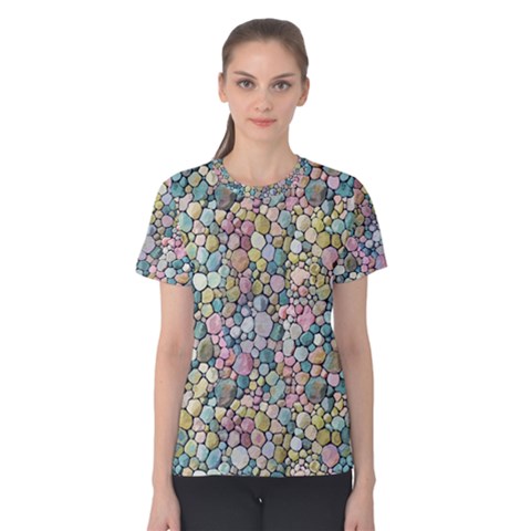 Multicolored Watercolor Stones Women s Cotton Tee by SychEva