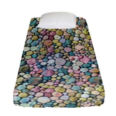 Multicolored Watercolor Stones Fitted Sheet (single Size) by SychEva