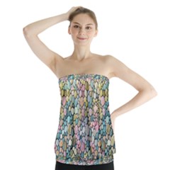 Multicolored Watercolor Stones Strapless Top by SychEva