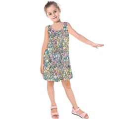 Multicolored Watercolor Stones Kids  Sleeveless Dress by SychEva