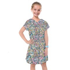 Multicolored Watercolor Stones Kids  Drop Waist Dress by SychEva