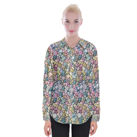 Multicolored Watercolor Stones Womens Long Sleeve Shirt by SychEva