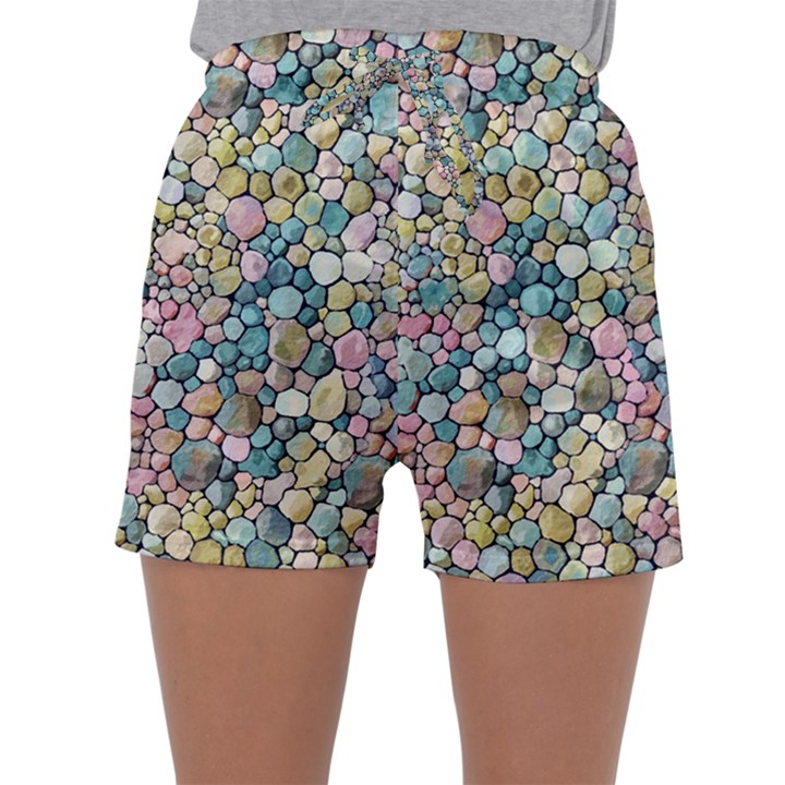 Multicolored Watercolor Stones Sleepwear Shorts