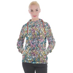 Multicolored Watercolor Stones Women s Hooded Pullover by SychEva