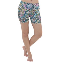 Multicolored Watercolor Stones Lightweight Velour Yoga Shorts by SychEva