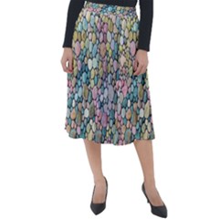 Multicolored Watercolor Stones Classic Velour Midi Skirt  by SychEva