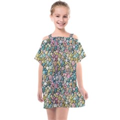 Multicolored Watercolor Stones Kids  One Piece Chiffon Dress by SychEva