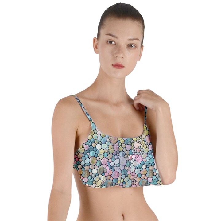 Multicolored Watercolor Stones Layered Top Bikini Top 