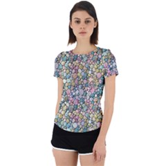 Multicolored Watercolor Stones Back Cut Out Sport Tee by SychEva