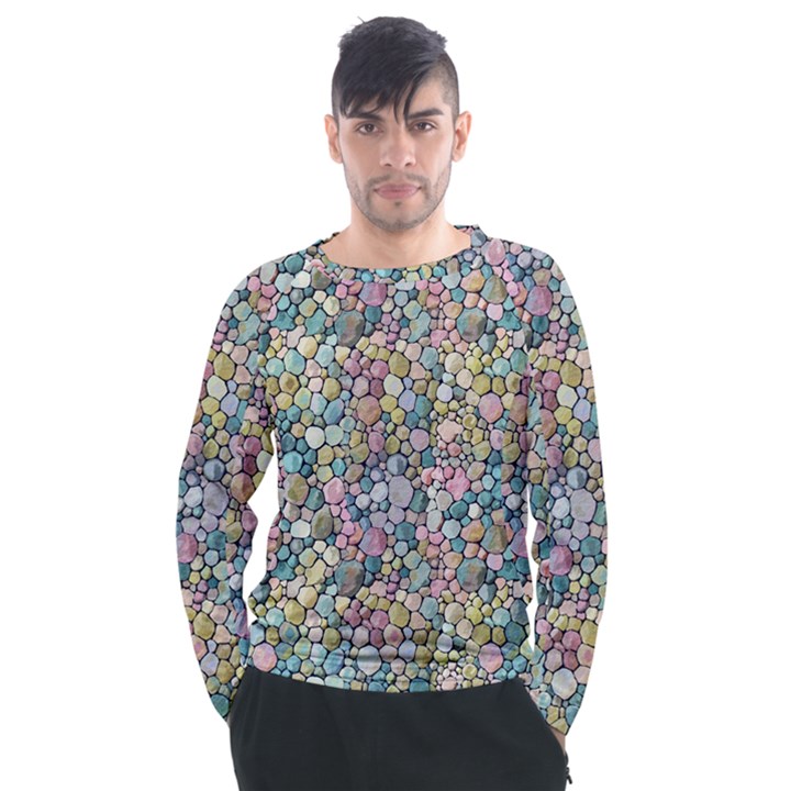 Multicolored Watercolor Stones Men s Long Sleeve Raglan Tee