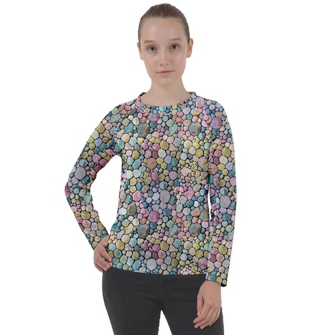 Multicolored Watercolor Stones Women s Long Sleeve Raglan Tee by SychEva