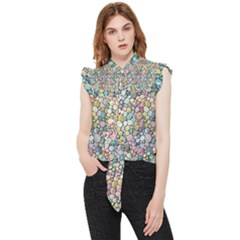 Multicolored Watercolor Stones Frill Detail Shirt by SychEva