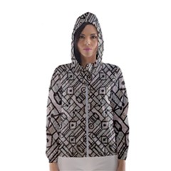 Tribal Geometric Grunge Print Women s Hooded Windbreaker