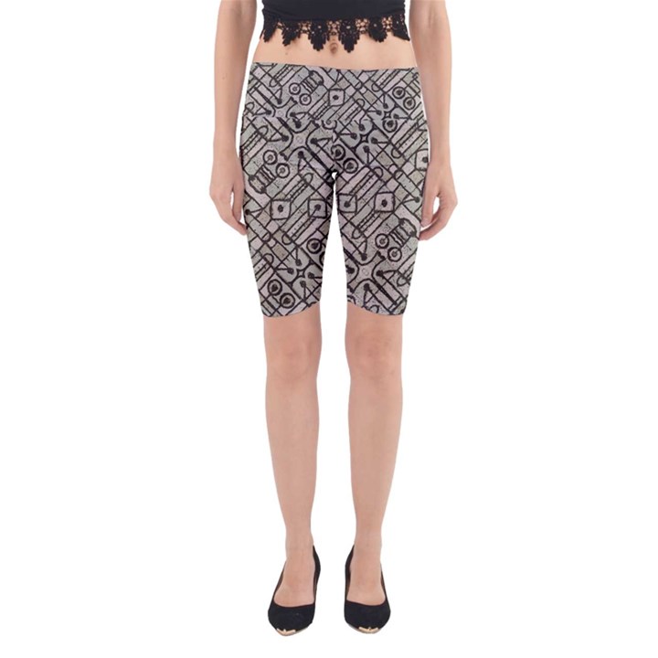 Tribal Geometric Grunge Print Yoga Cropped Leggings