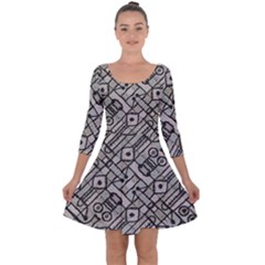 Tribal Geometric Grunge Print Quarter Sleeve Skater Dress by dflcprintsclothing