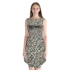 Tribal Geometric Grunge Print Sleeveless Chiffon Dress  