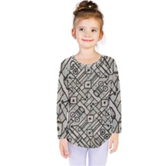 Tribal Geometric Grunge Print Kids  Long Sleeve Tee