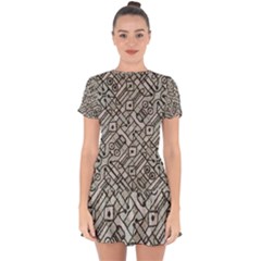 Tribal Geometric Grunge Print Drop Hem Mini Chiffon Dress by dflcprintsclothing