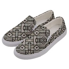 Tribal Geometric Grunge Print Men s Canvas Slip Ons by dflcprintsclothing