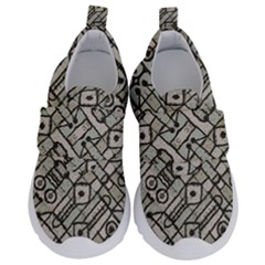 Tribal Geometric Grunge Print Kids  Velcro No Lace Shoes