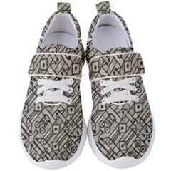 Tribal Geometric Grunge Print Women s Velcro Strap Shoes